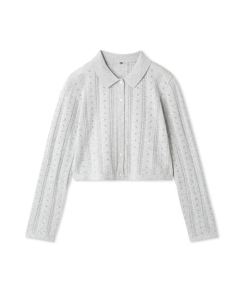 SNIDEL(スナイデル)の「カラーテクスチャードニットカーディガン(カーディガン/ボレロ・レディース・グレー/ホワイト/グリーン・F)」の2枚目の写真