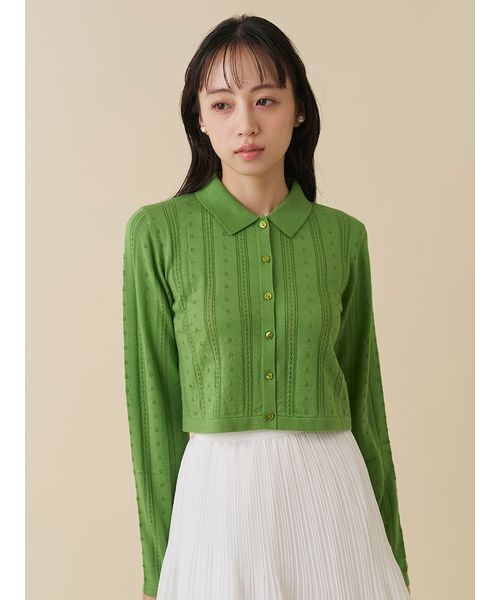 SNIDEL(スナイデル)の「カラーテクスチャードニットカーディガン(カーディガン/ボレロ・レディース・グレー/ホワイト/グリーン・F)」の8枚目の写真