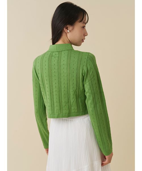 SNIDEL(スナイデル)の「カラーテクスチャードニットカーディガン(カーディガン/ボレロ・レディース・グレー/ホワイト/グリーン・F)」の9枚目の写真