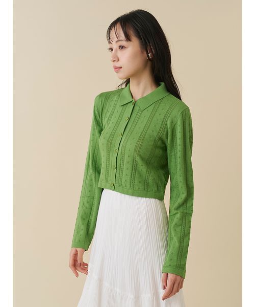 SNIDEL(スナイデル)の「カラーテクスチャードニットカーディガン(カーディガン/ボレロ・レディース・グレー/ホワイト/グリーン・F)」の10枚目の写真