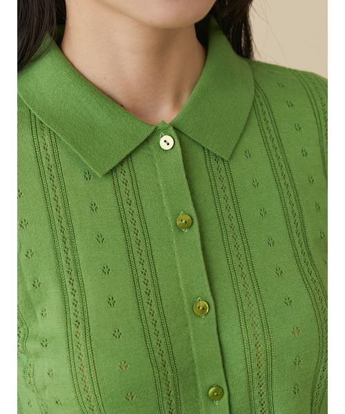 SNIDEL(スナイデル)の「カラーテクスチャードニットカーディガン(カーディガン/ボレロ・レディース・グレー/ホワイト/グリーン・F)」の11枚目の写真