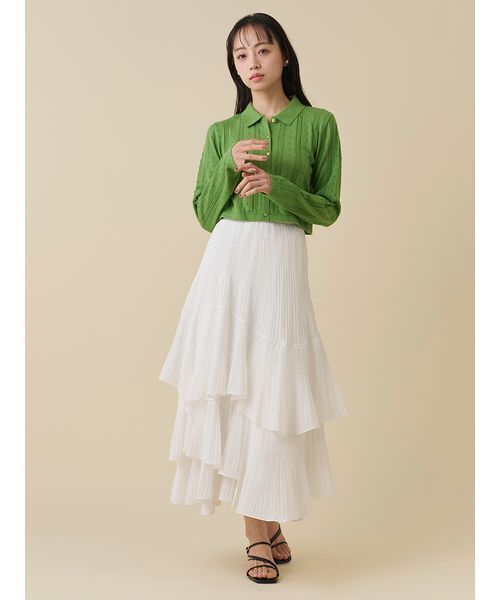 SNIDEL(スナイデル)の「カラーテクスチャードニットカーディガン(カーディガン/ボレロ・レディース・グレー/ホワイト/グリーン・F)」の14枚目の写真