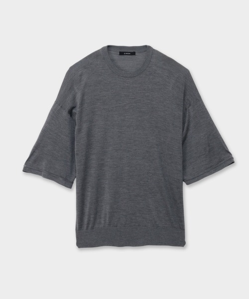 CINOH(チノ)の「SILK RELAXED TEE(ニット/セーター・メンズ・ブラック/グレー・46)」の2枚目の写真