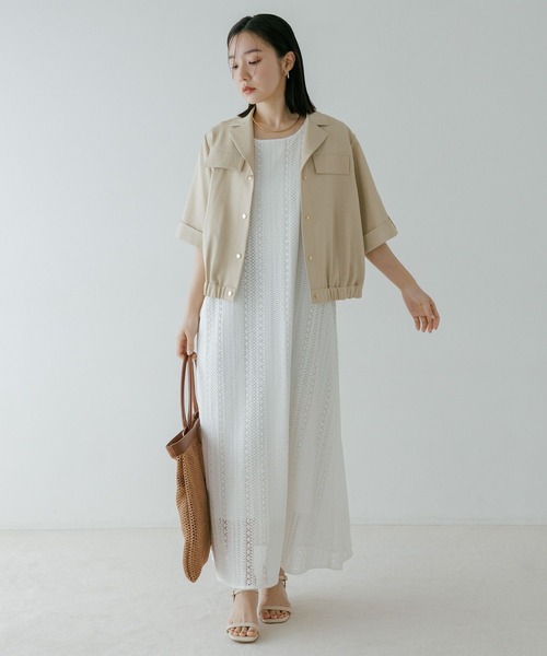 Andemiu(アンデミュウ)の「リネンライクシャツブルゾン656558(ブルゾン・レディース・ブラック/ベージュ・FREE)」の3枚目の写真