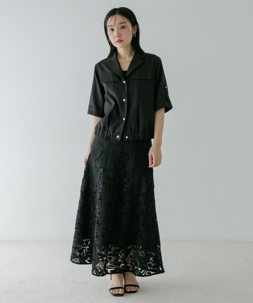 Andemiu(アンデミュウ)の「リネンライクシャツブルゾン656558(ブルゾン・レディース・ブラック/ベージュ・FREE)」の6枚目の写真