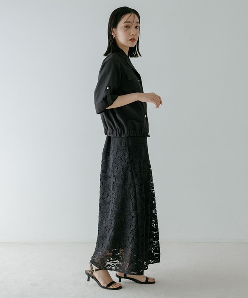 Andemiu(アンデミュウ)の「リネンライクシャツブルゾン656558(ブルゾン・レディース・ブラック/ベージュ・FREE)」の7枚目の写真