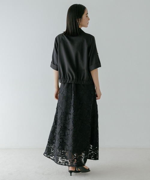 Andemiu(アンデミュウ)の「リネンライクシャツブルゾン656558(ブルゾン・レディース・ブラック/ベージュ・FREE)」の8枚目の写真