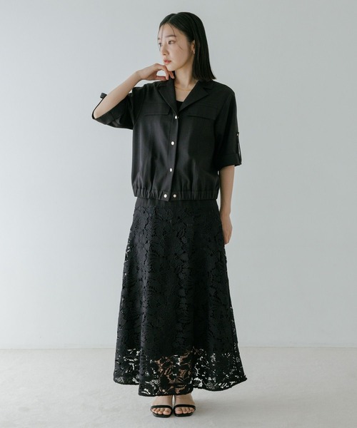 Andemiu(アンデミュウ)の「リネンライクシャツブルゾン656558(ブルゾン・レディース・ブラック/ベージュ・FREE)」の9枚目の写真