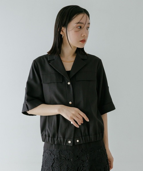 Andemiu(アンデミュウ)の「リネンライクシャツブルゾン656558(ブルゾン・レディース・ブラック/ベージュ・FREE)」の10枚目の写真