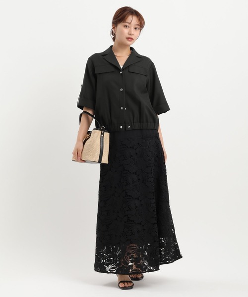 Andemiu(アンデミュウ)の「リネンライクシャツブルゾン656558(ブルゾン・レディース・ブラック/ベージュ・FREE)」の12枚目の写真