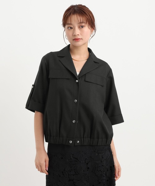 Andemiu(アンデミュウ)の「リネンライクシャツブルゾン656558(ブルゾン・レディース・ブラック/ベージュ・FREE)」の13枚目の写真