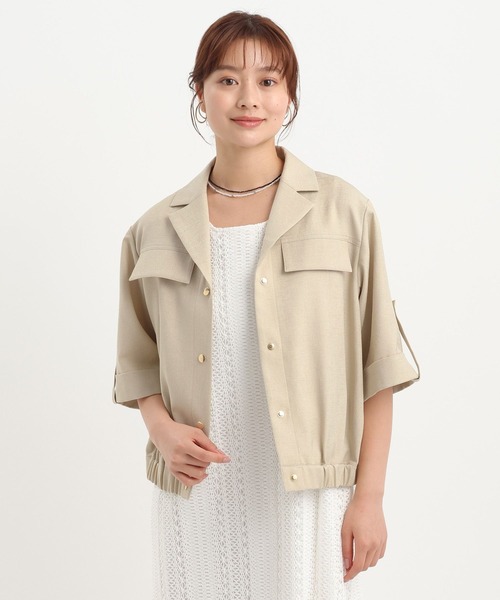 Andemiu(アンデミュウ)の「リネンライクシャツブルゾン656558(ブルゾン・レディース・ブラック/ベージュ・FREE)」の16枚目の写真