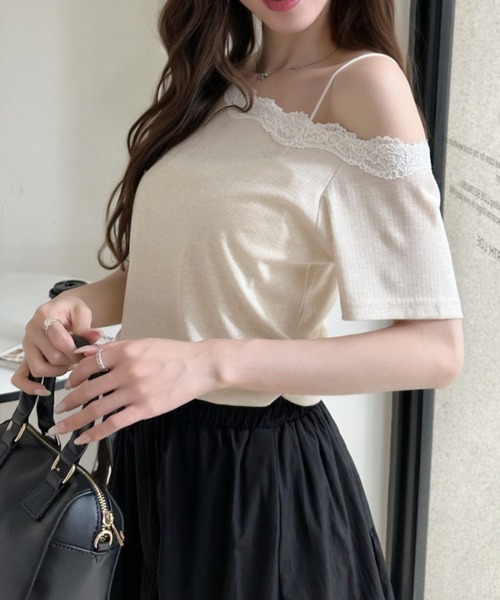Ada.(エイダ)の「襟元フリル ボートネック サイドギャザー 半袖 カットソー(Tシャツ/カットソー・レディース・オートミール/グレー/ブルー・FREE)」の16枚目の写真