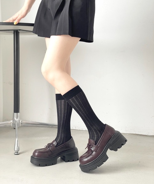 Shoes in Closet(シューズインクローゼット)の「+7.0㎝ 軽量 厚底 スクエアトゥ リボン ローファー 487(ローファー・レディース・ブラック/ダークブラウン・S/M/L/LL)」の16枚目の写真
