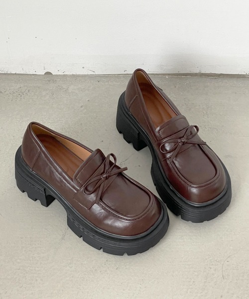 Shoes in Closet(シューズインクローゼット)の「+7.0㎝ 軽量 厚底 スクエアトゥ リボン ローファー 487(ローファー・レディース・ブラック/ダークブラウン・S/M/L/LL)」の18枚目の写真