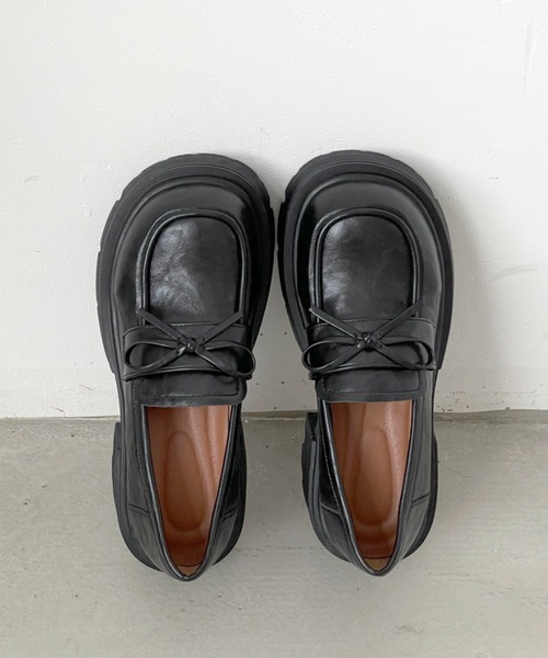 Shoes in Closet(シューズインクローゼット)の「+7.0㎝ 軽量 厚底 スクエアトゥ リボン ローファー 487(ローファー・レディース・ブラック/ダークブラウン・S/M/L/LL)」の9枚目の写真