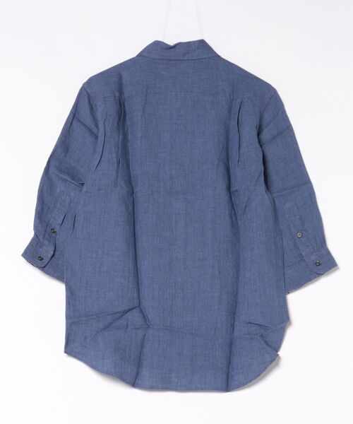 Nowadays by MEN'S BIGI(ナウアデイズバイメンズビギ)の「プレミアムフレンチリネン七分袖スキッパーシャツ/麻100%(シャツ/ブラウス・メンズ・ブルー/ベージュ・02/03)」の3枚目の写真