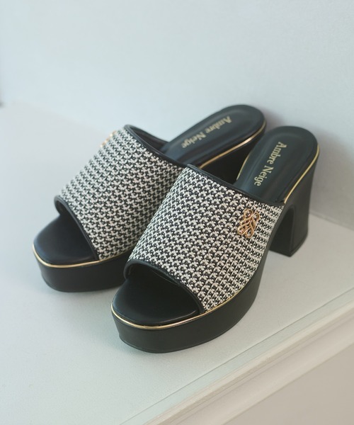Ambre Neige(アンブルネージュ)の「miscellaneous materials heel sandals / ザツザイヒールサンダル(サンダル・レディース・キャメル/ベージュ/ブラック・LARGE/MEDIUM)」の6枚目の写真