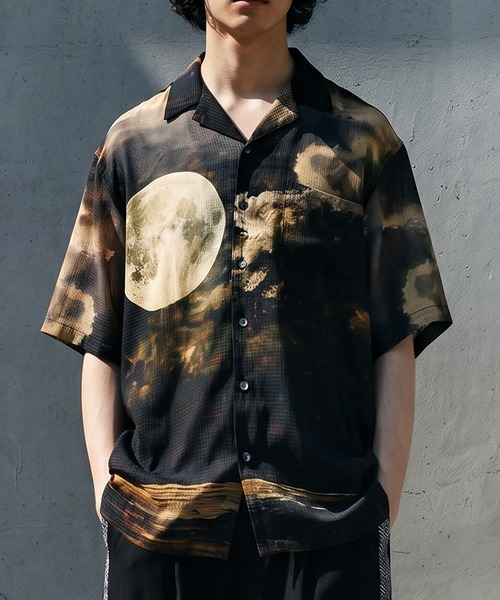 antiqua(アンティカ)の「ムーンプリント アート柄 シャツ(シャツ/ブラウス・レディース・ブラック・ONESIZE)」の13枚目の写真