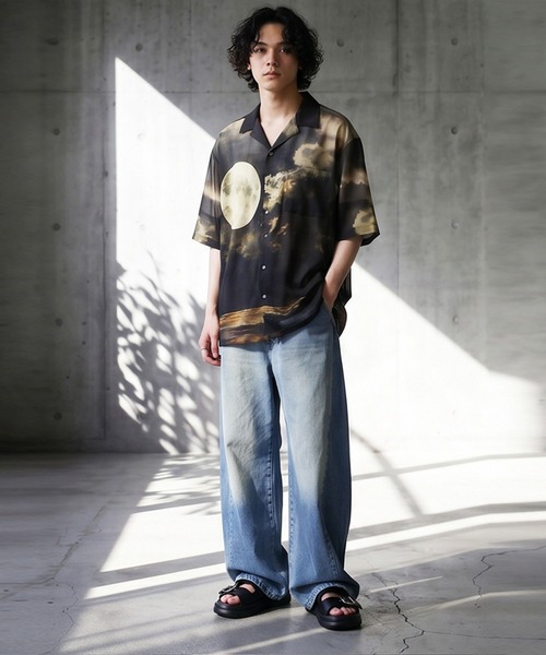 antiqua(アンティカ)の「ムーンプリント アート柄 シャツ(シャツ/ブラウス・レディース・ブラック・ONESIZE)」の16枚目の写真