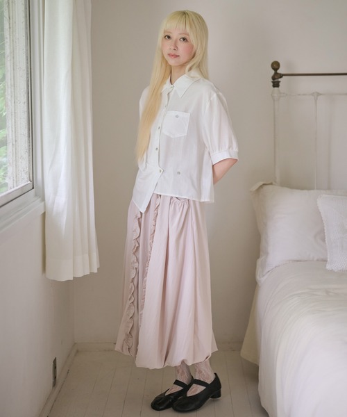 LiLIN(リリン)の「接触冷感 ポケット カシュクール風 半袖 シャツ(シャツ/ブラウス・レディース・ホワイト/イエロー/ブルー・FREE)」の13枚目の写真
