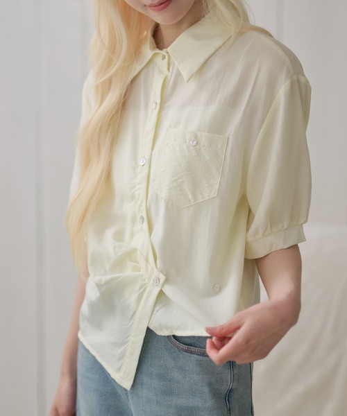 LiLIN(リリン)の「接触冷感 ポケット カシュクール風 半袖 シャツ(シャツ/ブラウス・レディース・ホワイト/イエロー/ブルー・FREE)」の21枚目の写真
