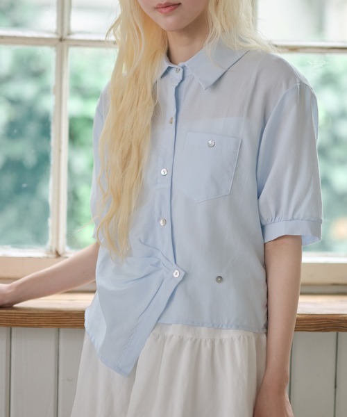 LiLIN(リリン)の「接触冷感 ポケット カシュクール風 半袖 シャツ(シャツ/ブラウス・レディース・ホワイト/イエロー/ブルー・FREE)」の15枚目の写真