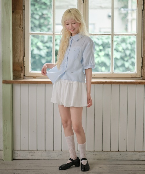 LiLIN(リリン)の「接触冷感 ポケット カシュクール風 半袖 シャツ(シャツ/ブラウス・レディース・ホワイト/イエロー/ブルー・FREE)」の17枚目の写真