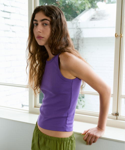 38COMEONCOMMON(38カモンコモン)の「Slim Rib Cotton Sleeveless (Purple)(Tシャツ/カットソー・レディース・その他・FREE)」の1枚目の写真