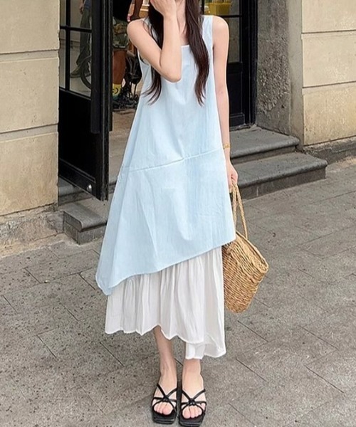 AMAJI(アマジ)の「ノースリーブ ワンピース(ワンピース・レディース・ホワイト/ライトブルー・SMALL/MEDIUM/LARGE/X-LARGE)」の1枚目の写真