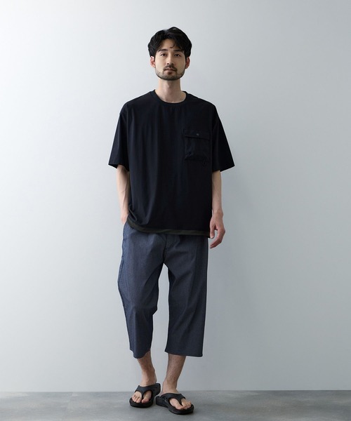 NAVY（ネイビー）の「【SARARI/サラリ】 接触冷感 極冷フラップポケット UVカットTシャツ（Tシャツ/カットソー・メンズ・ライトグレー/チャコールグレー/ネイビー/ブラック・S/M/L/XL）」の6枚目の写真