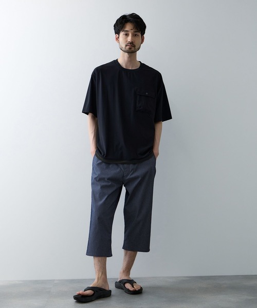 NAVY（ネイビー）の「【SARARI/サラリ】 接触冷感 極冷フラップポケット UVカットTシャツ（Tシャツ/カットソー・メンズ・ライトグレー/チャコールグレー/ネイビー/ブラック・S/M/L/XL）」の7枚目の写真
