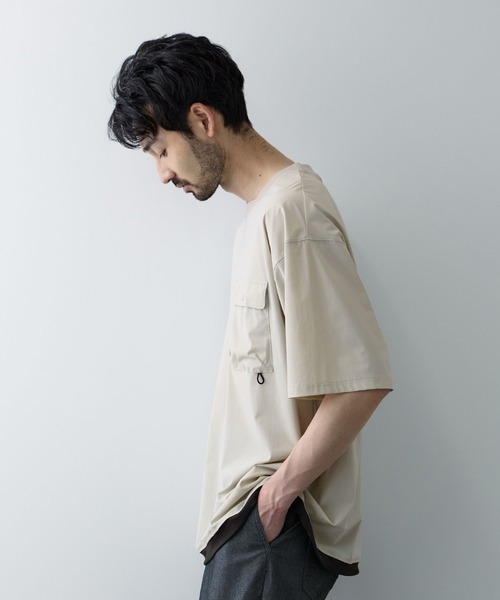 NAVY（ネイビー）の「【SARARI/サラリ】 接触冷感 極冷フラップポケット UVカットTシャツ（Tシャツ/カットソー・メンズ・ライトグレー/チャコールグレー/ネイビー/ブラック・S/M/L/XL）」の9枚目の写真