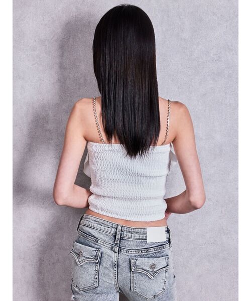 GYDA（ジェイダ）の「ビジューストーンストラップ2WAYリボンブラウス（シャツ/ブラウス・レディース・ブラック/オフホワイト・FREE）」の5枚目の写真