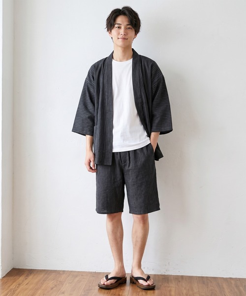 Karlas(カルラス)の「メンズショートパンツ 先染め布帛しじら織り 接触冷感 フロントファスナー付き(その他パンツ・メンズ・G/F/E・L/M/LL)」の17枚目の写真