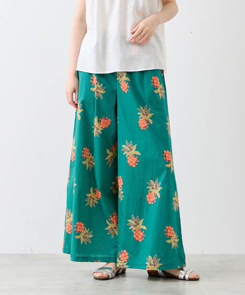 LOGEMENT DE CLAIRE（ロジュモンドクレール）の「【LOURMARIN】リバティワイドドロストパンツ（その他パンツ・レディース・グリーン/オレンジ・3/2）」の2枚目の写真