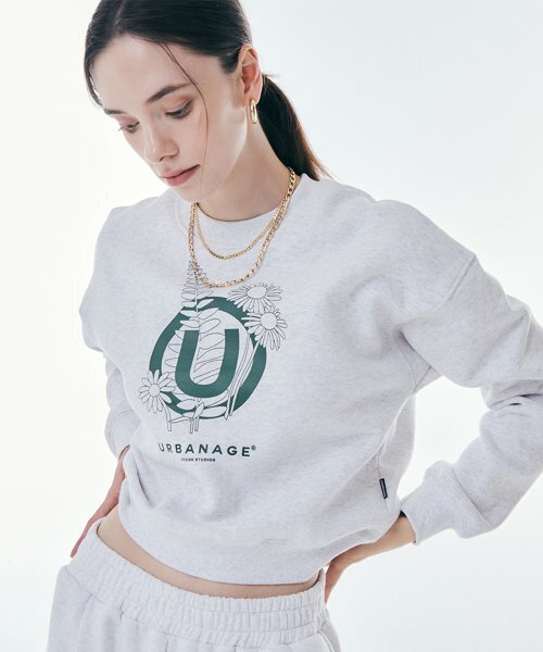 URBANAGE（アーバンエイジ）の「フラワー W スウェット ホワイトメランジ（スウェット・レディース・その他・FREE）」の3枚目の写真