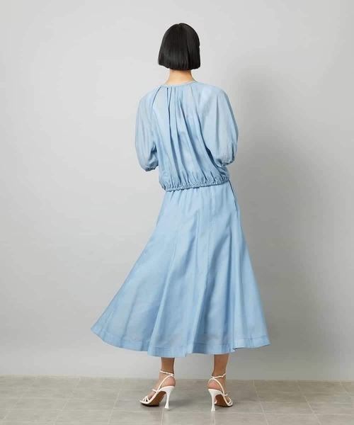MICHEL KLEIN（ミッシェル・クラン）の「[セットアップ対応]デニムライク ギャザーブラウス（シャツ/ブラウス・レディース・ネイビー/ダークインディゴブルー・40/38）」の16枚目の写真