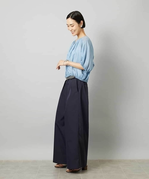 MICHEL KLEIN（ミッシェル・クラン）の「[セットアップ対応]デニムライク ギャザーブラウス（シャツ/ブラウス・レディース・ネイビー/ダークインディゴブルー・40/38）」の12枚目の写真