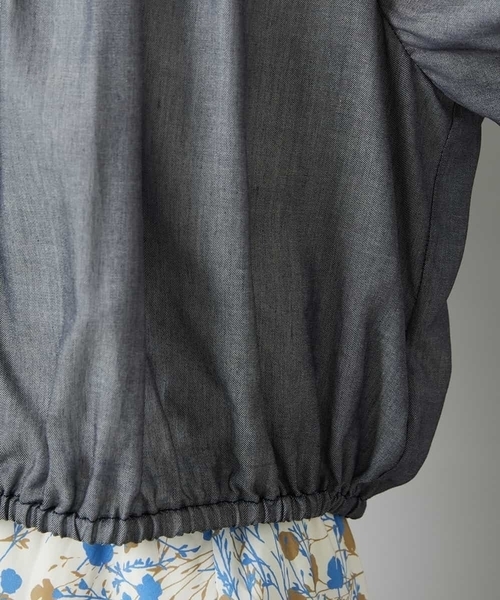 MICHEL KLEIN（ミッシェル・クラン）の「[セットアップ対応]デニムライク ギャザーブラウス（シャツ/ブラウス・レディース・ネイビー/ダークインディゴブルー・40/38）」の6枚目の写真