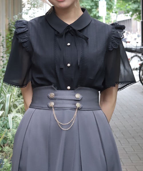 axes femme(アクシーズファム)の「サマーコットンブラウス(シャツ/ブラウス・レディース・ブラック/ホワイト・FREE)」の1枚目の写真