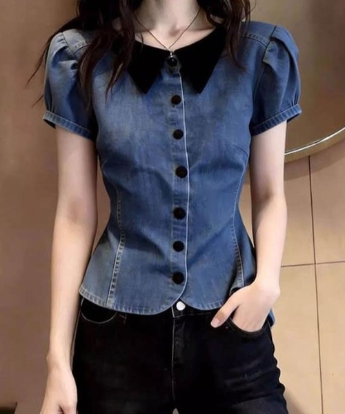 semplice（センプリチェ）の「シャツ【韓国ファッション】（シャツ/ブラウス・レディース・ブルー・M/S/XL/L）」の8枚目の写真