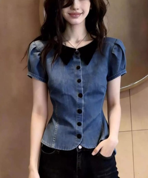 semplice（センプリチェ）の「シャツ【韓国ファッション】（シャツ/ブラウス・レディース・ブルー・M/S/XL/L）」の12枚目の写真