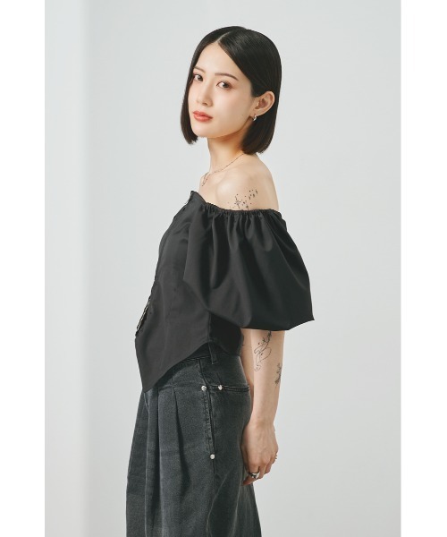 SHEL’TTER（シェルター）の「オフショルバルーンスリーブダブルジップトップス（シャツ/ブラウス・レディース・カーキ/ダークグレー・FREE）」の18枚目の写真