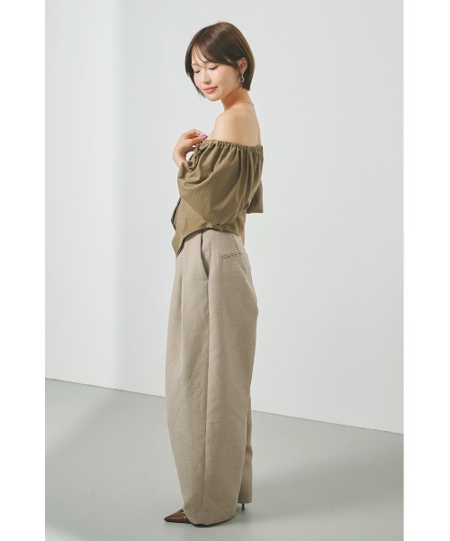 SHEL’TTER（シェルター）の「オフショルバルーンスリーブダブルジップトップス（シャツ/ブラウス・レディース・カーキ/ダークグレー・FREE）」の8枚目の写真