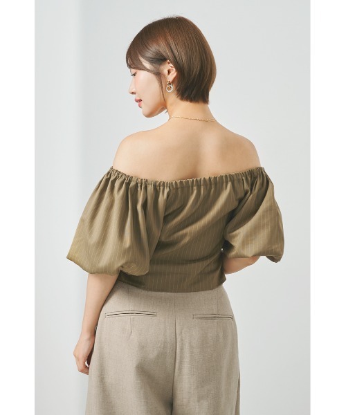 SHEL’TTER（シェルター）の「オフショルバルーンスリーブダブルジップトップス（シャツ/ブラウス・レディース・カーキ/ダークグレー・FREE）」の4枚目の写真