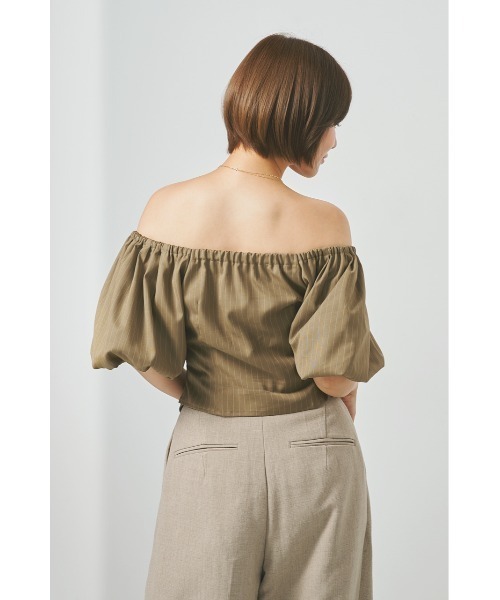 SHEL’TTER（シェルター）の「オフショルバルーンスリーブダブルジップトップス（シャツ/ブラウス・レディース・カーキ/ダークグレー・FREE）」の6枚目の写真