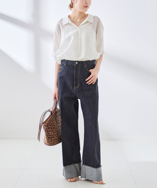 journal standard L'essage(ジャーナルスタンダードレサージュ)の「ターンアップデニムパンツ(デニムパンツ・レディース・ネイビー・38/36)」の5枚目の写真