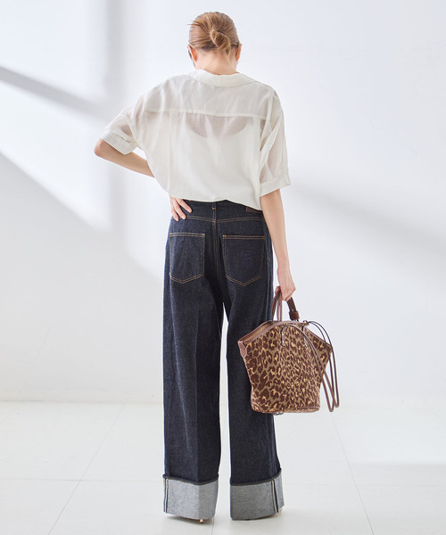 journal standard L'essage(ジャーナルスタンダードレサージュ)の「ターンアップデニムパンツ(デニムパンツ・レディース・ネイビー・38/36)」の3枚目の写真