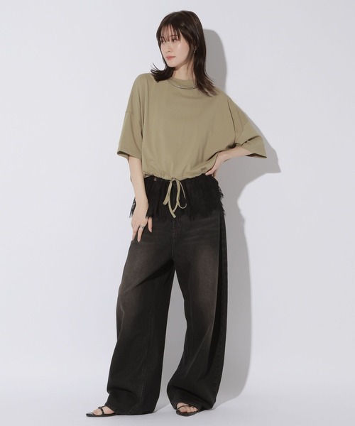 LAKOLE(ラコレ)の「<接触冷感>ドロストTEE / 1045292(Tシャツ/カットソー・レディース・ブラック/オフホワイト/サンドグレー/セージグリーン・FREE)」の11枚目の写真